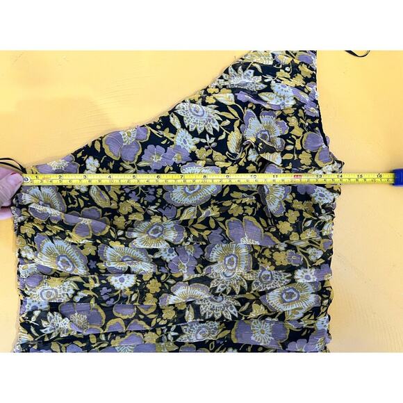 New Zara One-Shoulder Floral Ruched Mini Dress - Picture 6 of 10